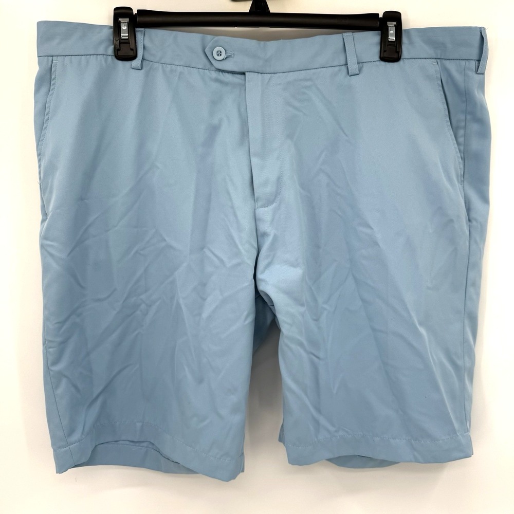 Bugatchi Performance Shorts Mens 44 Light Blue Golf Casual Flat Front Solid